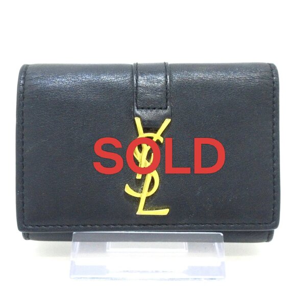 SAINT LAURENT PARIS - Black Gold Leather Key Case 151-072625 - Picture 1 of 11